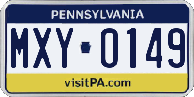 PA license plate MXY0149