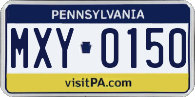 PA license plate MXY0150