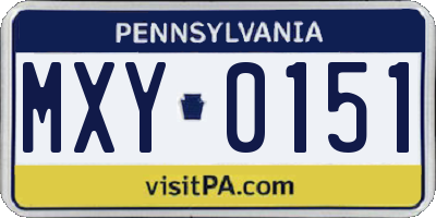 PA license plate MXY0151