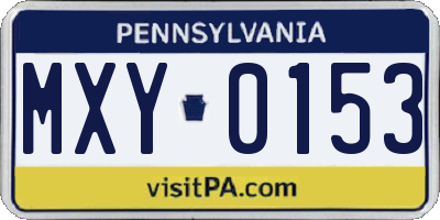 PA license plate MXY0153