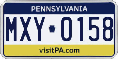 PA license plate MXY0158