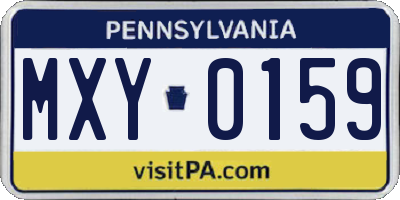 PA license plate MXY0159