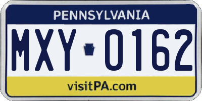 PA license plate MXY0162