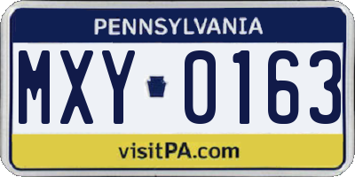 PA license plate MXY0163