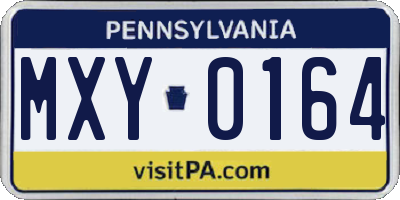 PA license plate MXY0164