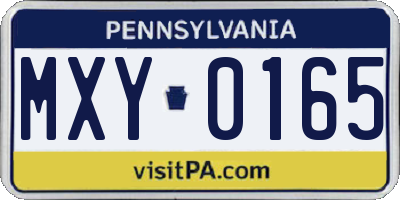 PA license plate MXY0165