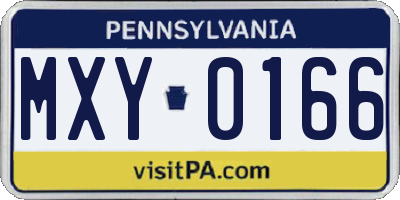PA license plate MXY0166