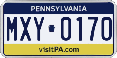 PA license plate MXY0170