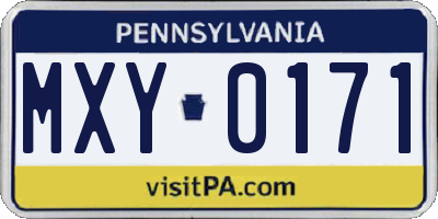PA license plate MXY0171