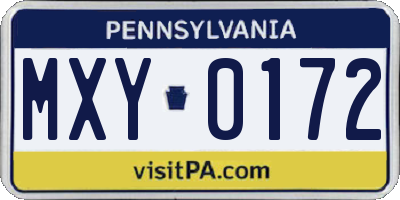 PA license plate MXY0172