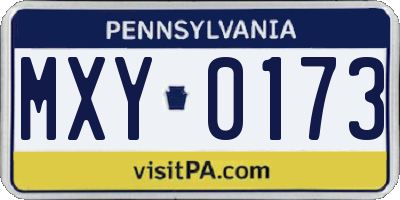 PA license plate MXY0173