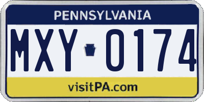 PA license plate MXY0174