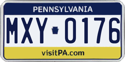 PA license plate MXY0176