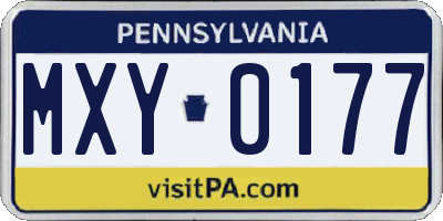 PA license plate MXY0177