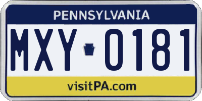 PA license plate MXY0181