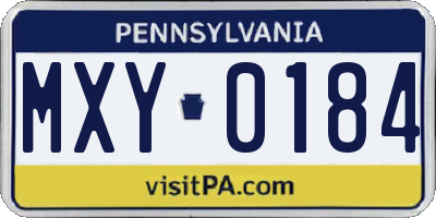 PA license plate MXY0184