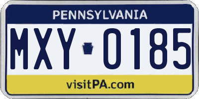 PA license plate MXY0185