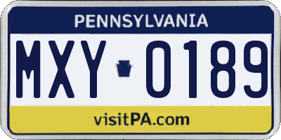 PA license plate MXY0189