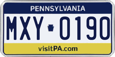 PA license plate MXY0190