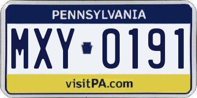 PA license plate MXY0191