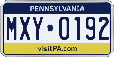 PA license plate MXY0192