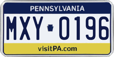 PA license plate MXY0196