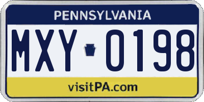 PA license plate MXY0198