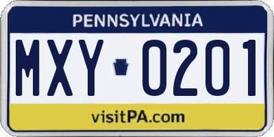 PA license plate MXY0201
