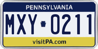 PA license plate MXY0211