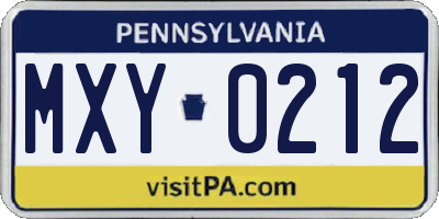 PA license plate MXY0212