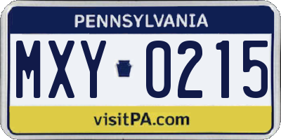 PA license plate MXY0215