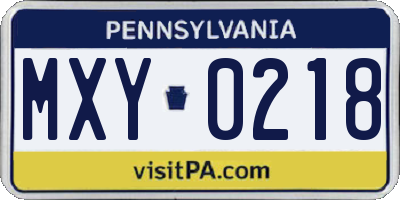PA license plate MXY0218