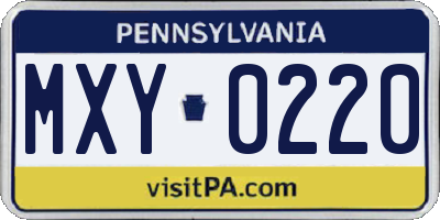 PA license plate MXY0220