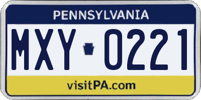 PA license plate MXY0221