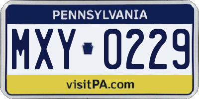 PA license plate MXY0229