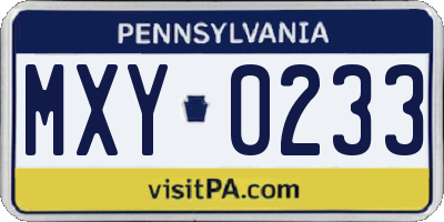 PA license plate MXY0233