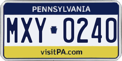 PA license plate MXY0240