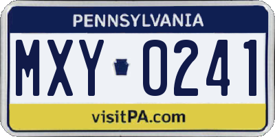 PA license plate MXY0241