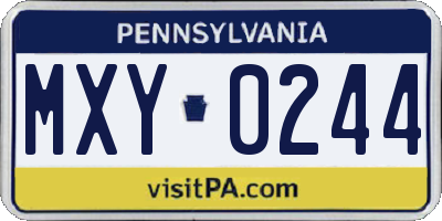 PA license plate MXY0244