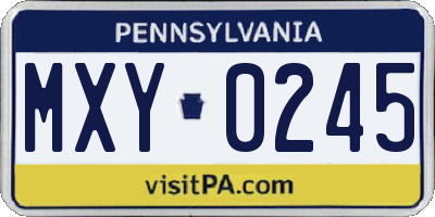 PA license plate MXY0245
