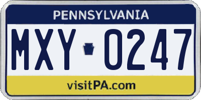 PA license plate MXY0247