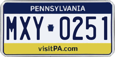 PA license plate MXY0251
