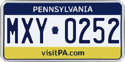 PA license plate MXY0252