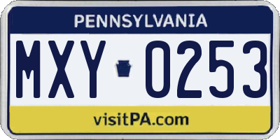PA license plate MXY0253