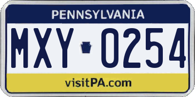 PA license plate MXY0254