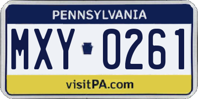 PA license plate MXY0261