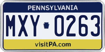 PA license plate MXY0263