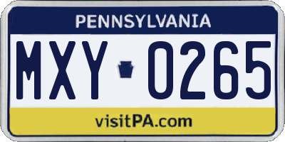 PA license plate MXY0265