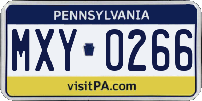 PA license plate MXY0266