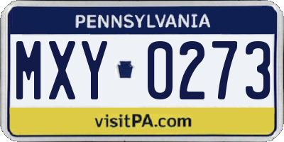 PA license plate MXY0273